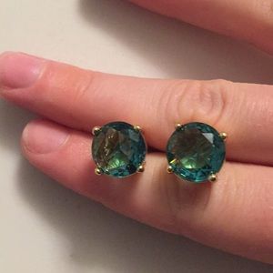 Kate Spade sky blue crystal gold postback earrings